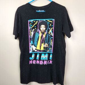 Rockin Artwork Slub Knit Jimi Hendrix Frontside Short Sleeve Graphic Tee Small
